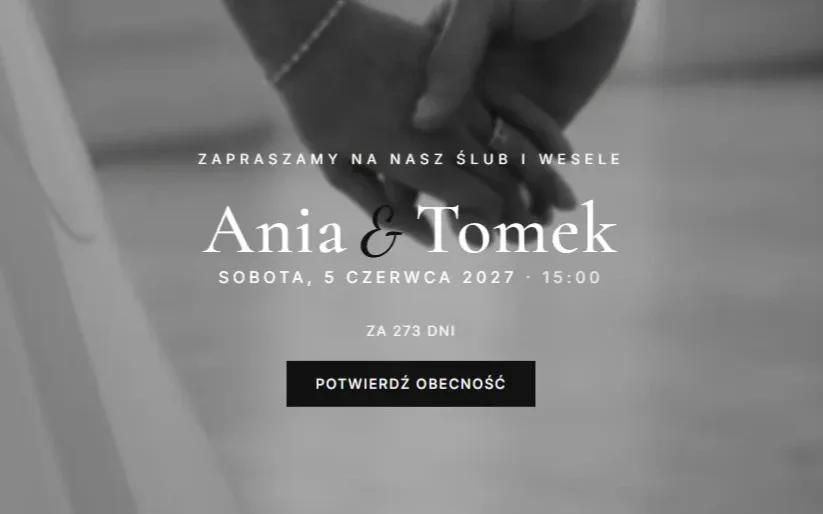 Przykładowa strona weselna w motywie Minimalistyczny